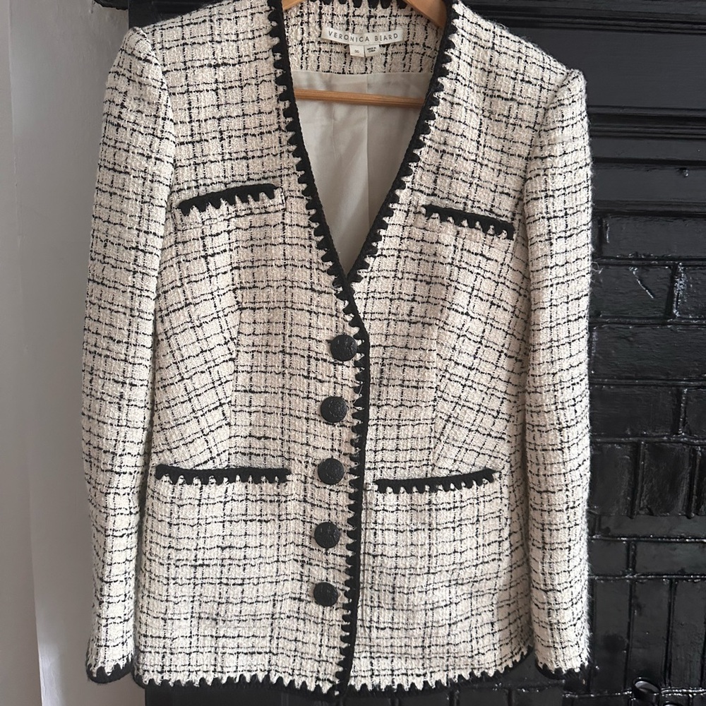 Veronica Beard Women's Black and White Tweed Jacket